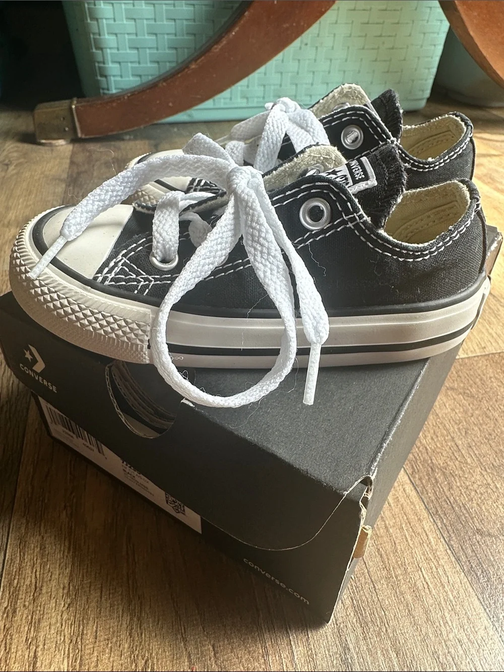 Converse Kids Black & White Low Top Sneakers